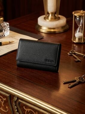 PRADA MILANO Saffiano Leather Key Holder
